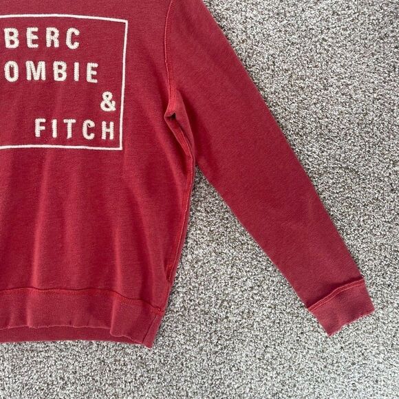 Abercrombie & Fitch Sweatshirt Mens Small Red Muscle Embroidered Logo Preppy - Picture 5 of 10